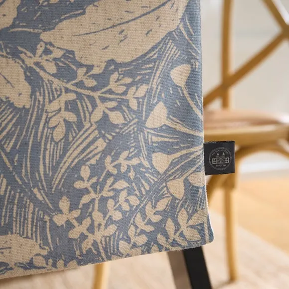 Table Runner with Starling Print - Blue, Cotton