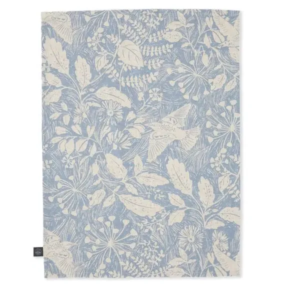 Table Runner with Starling Print - Blue, Cotton