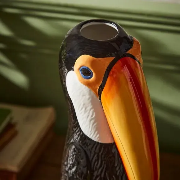 Toucan Ceramic Vase - Black/White, Ceramic