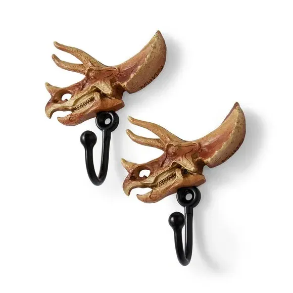 Triceratops Curtain Hook Pair - Black, Metal