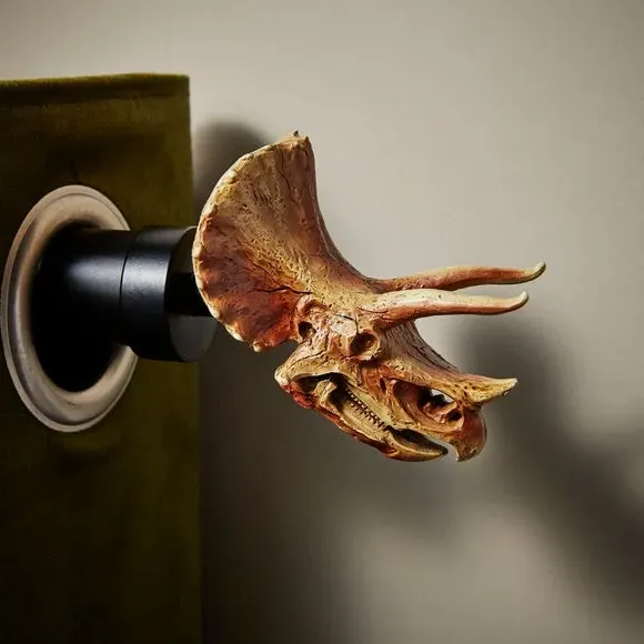 Triceratops Finial Pair - Black, Metal