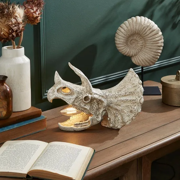 Triceratops Skull Table Lamp - Off-White, Resin image