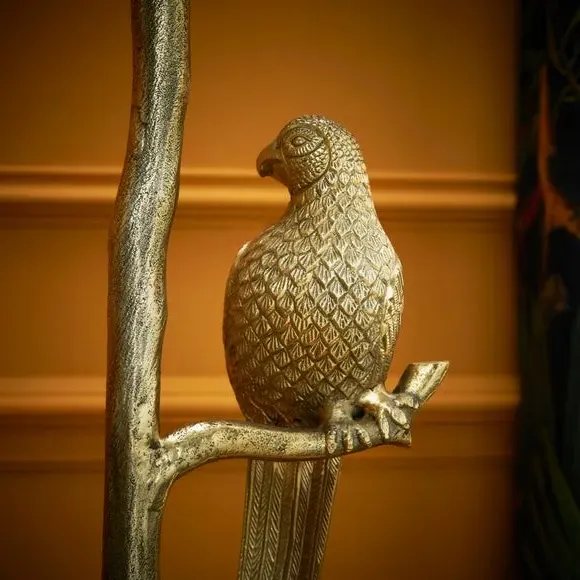 Tripod Floor Lamp with Parrot Design - Gold