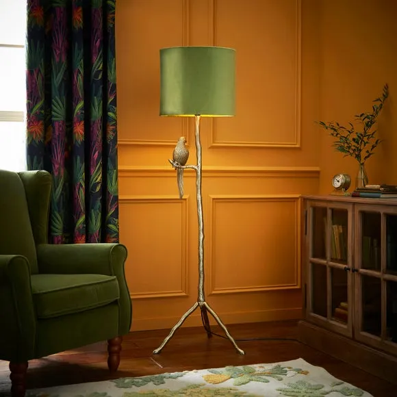 Tripod Floor Lamp with Parrot Design - Gold image
