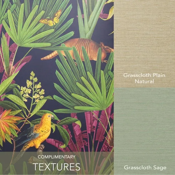 Tropical Treasures Wallpaper - Navy, Matte