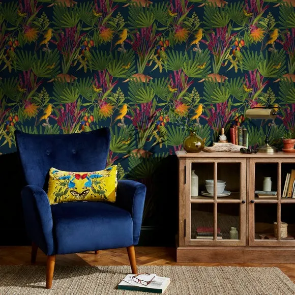 Tropical Treasures Wallpaper - Navy, Matte image