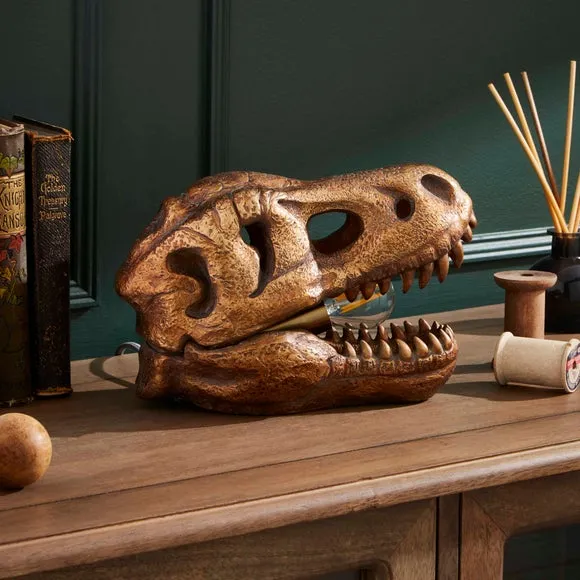 Tyrannosaurus Skull Table Lamp - Gold