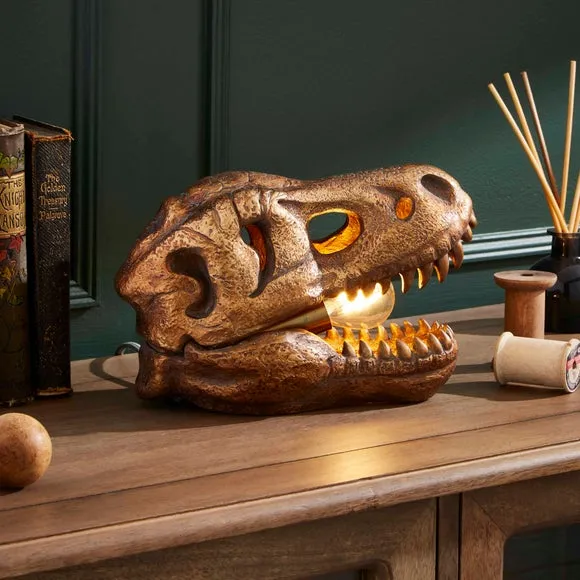 Tyrannosaurus Skull Table Lamp - Gold image