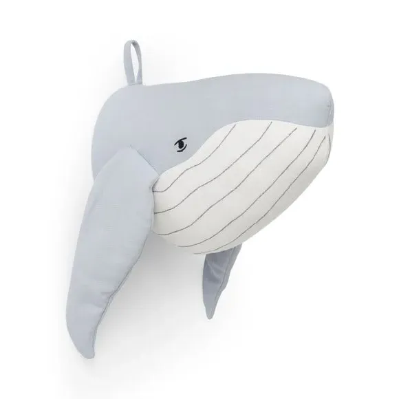 Whale Wall Head Decoration - Grey, Cotton