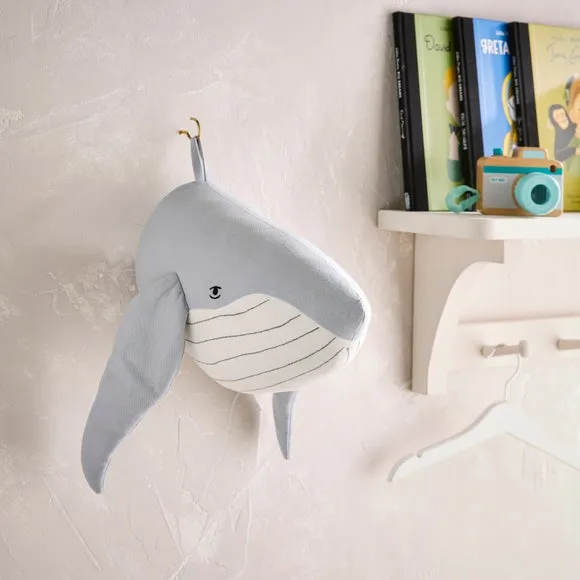 Whale Wall Head Decoration - Grey, Cotton image