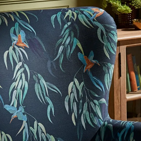Wing Armchair with Show-Wood Feet - Kingfisher