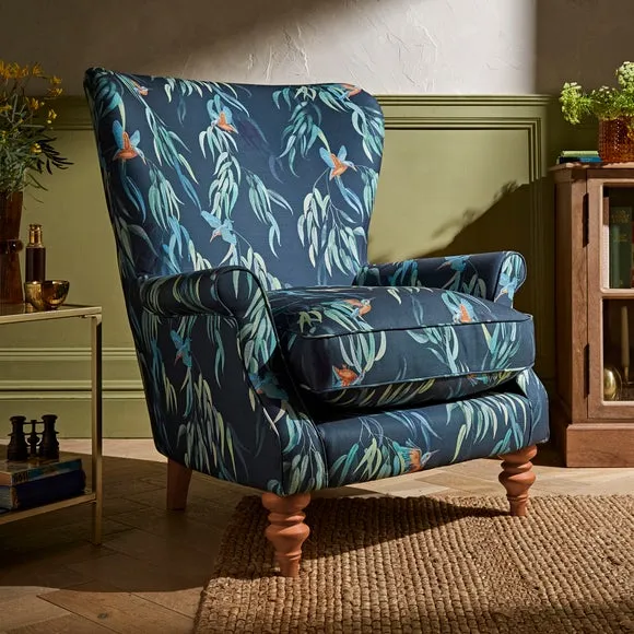 Wing Armchair with Show-Wood Feet - Kingfisher image