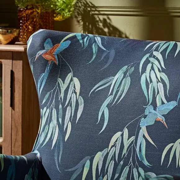 Wing Back Armchair - Kingfisher Print, Fabric