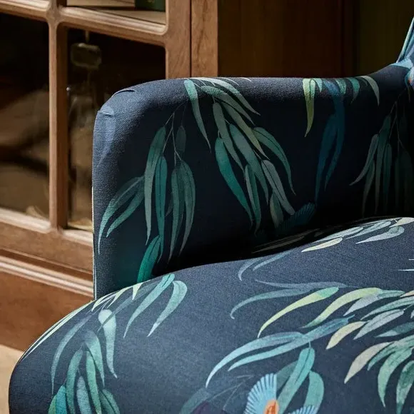 Wing Back Armchair - Kingfisher Print, Fabric