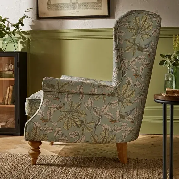 Wing Chair with Fixed Back - Arboretum Print