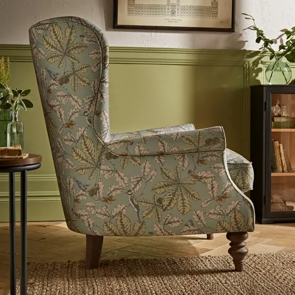 Wing Chair with Fixed Back - Arboretum Print