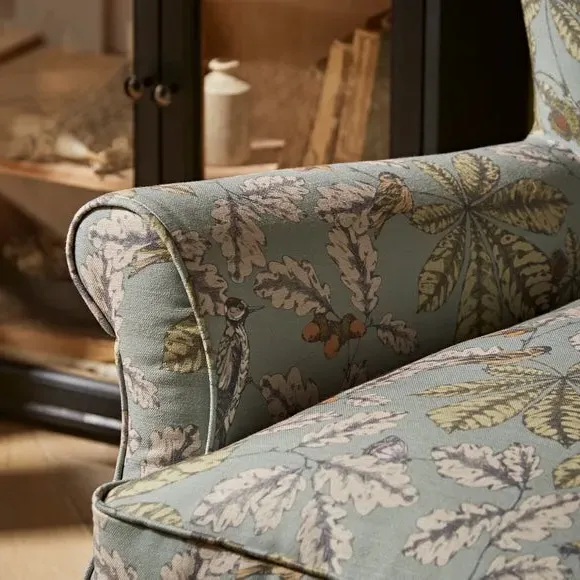 Wing Chair with Fixed Back - Arboretum Print