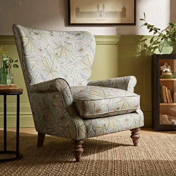 Wing Chair with Fixed Back - Arboretum Print image