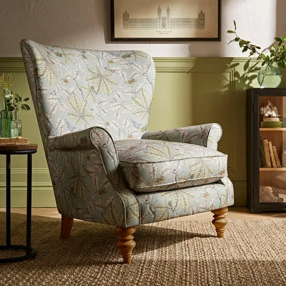 Wing Chair with Fixed Back - Arboretum Print