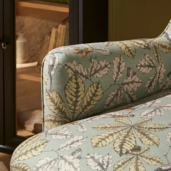 Wing Chair with Show-Wood Legs - Arboretum Print