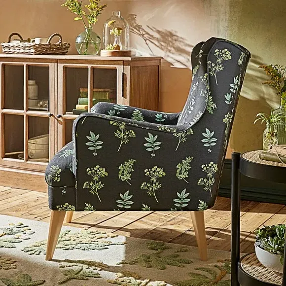 Wingback Armchair - Marsh Botanical Print