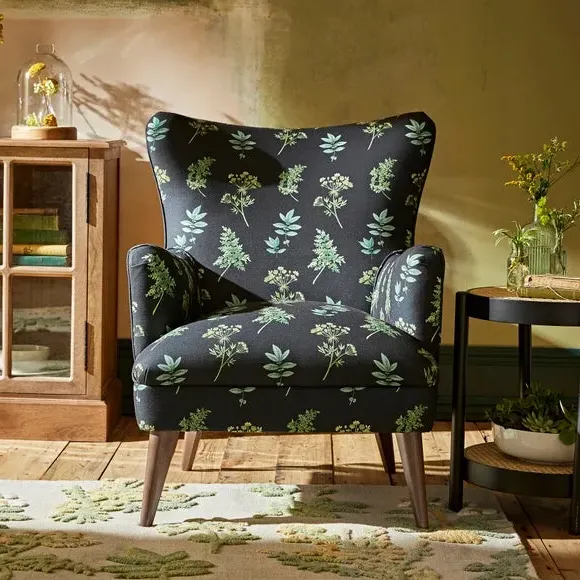 Wingback Armchair - Marsh Botanical Print