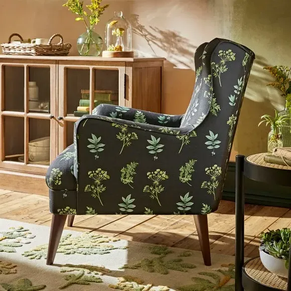 Wingback Armchair - Marsh Botanical Print
