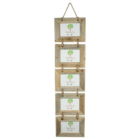 4-Photo Hanging Frame Set - Light Wood