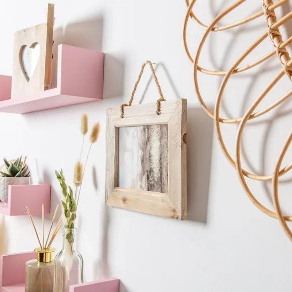 Set of 2 Hanging Photo Frames - Light Wood