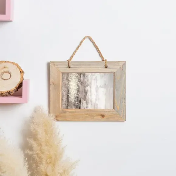 Set of 2 Hanging Photo Frames - Light Wood image