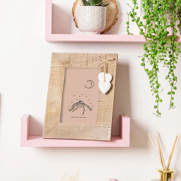Set of 2 Photo Frames with Hearts - Light Wood image