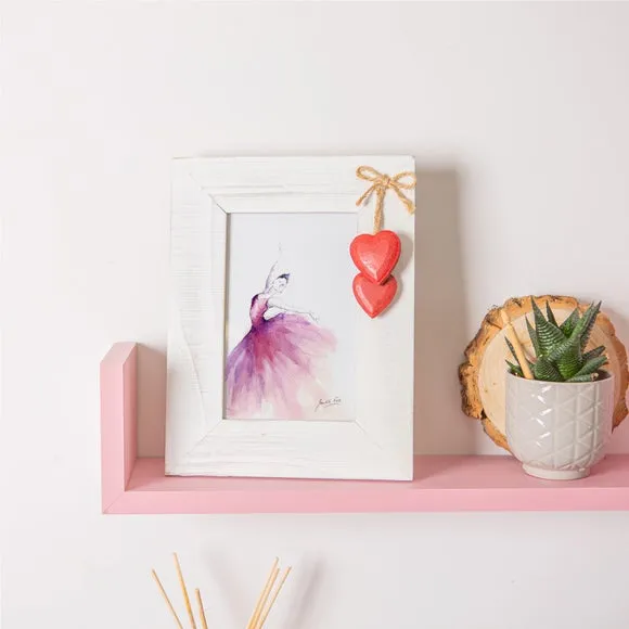 Set of 2 Photo Frames with Hearts - White, Wood image