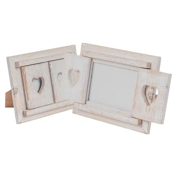 Set of 2 Photo Frames with Shutters - White