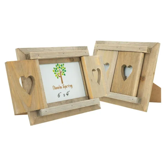 Set of 2 Photo Frames with Shutters - Wood