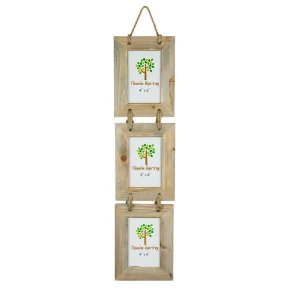 Triple Hanging Photo Frame - Light Wood