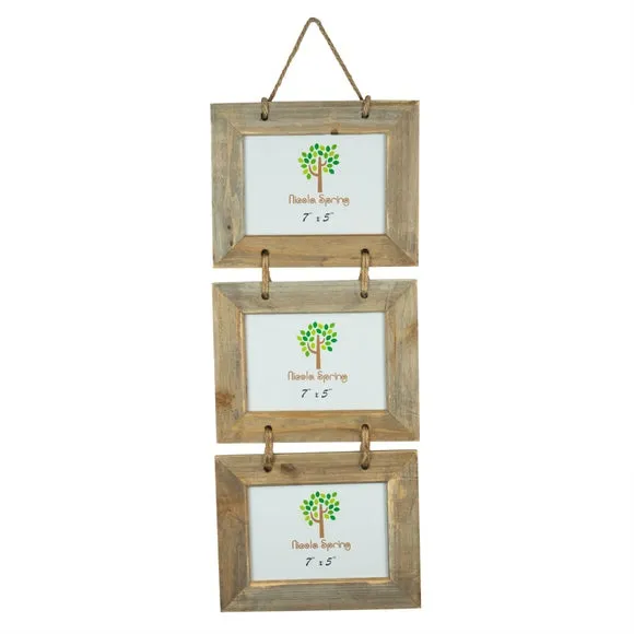 Triple Hanging Photo Frame - Light Wood