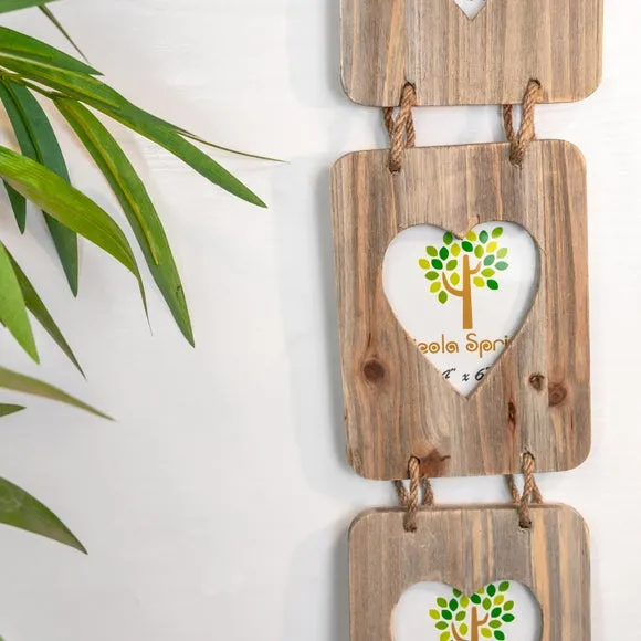 Triple Hanging Photo Frame - Light Wood