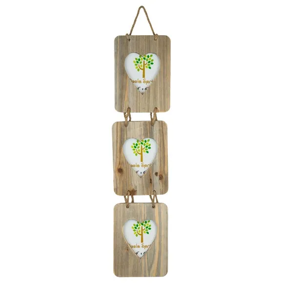Triple Hanging Photo Frame - Light Wood