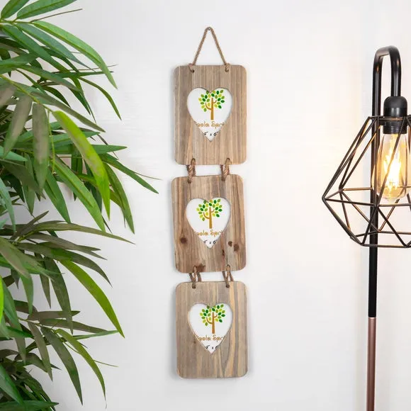 Triple Hanging Photo Frame - Light Wood image