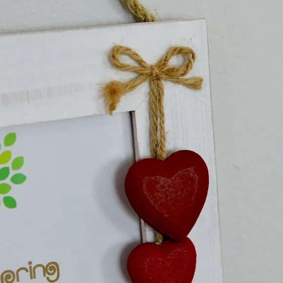 Triple Hanging Photo Frame with Hearts - White