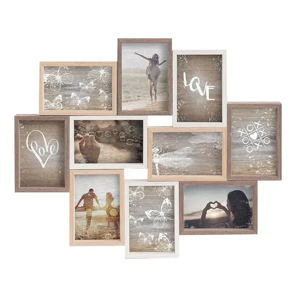 10 Picture Collage Frame - Light Wood