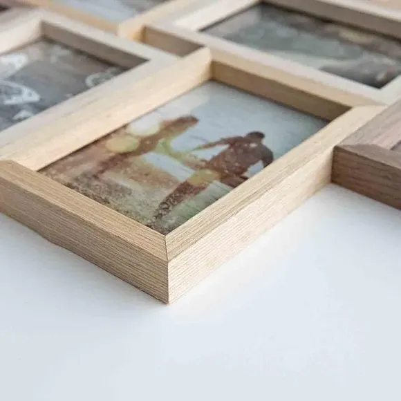 10 Picture Collage Frame - Light Wood
