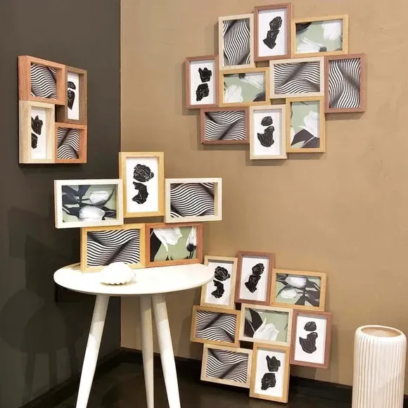 10 Picture Collage Frame - Light Wood