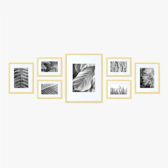 7-Piece Photo Frame Set - Gold, Aluminium image