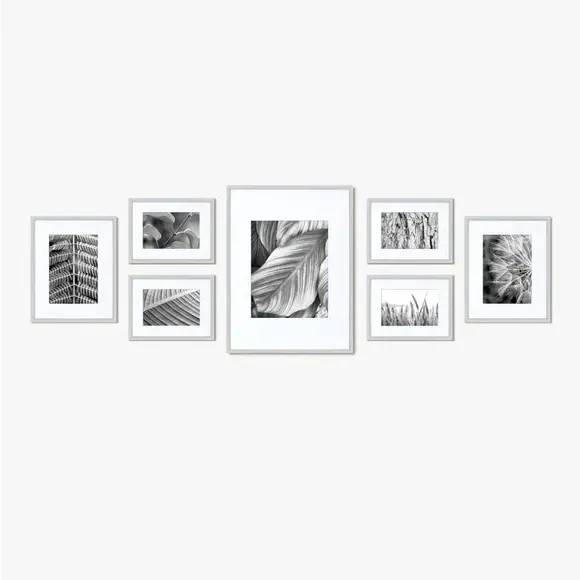 7-Piece Photo Frame Set - Grey, Aluminium