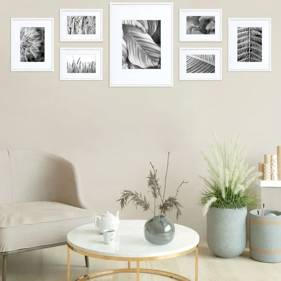7-Piece Photo Frame Set - White, Aluminium