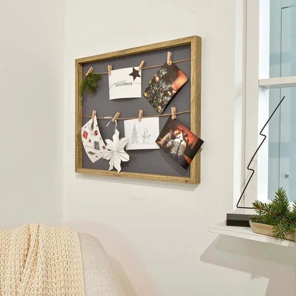 8-Photo Collage Frame with Clips - Light Wood