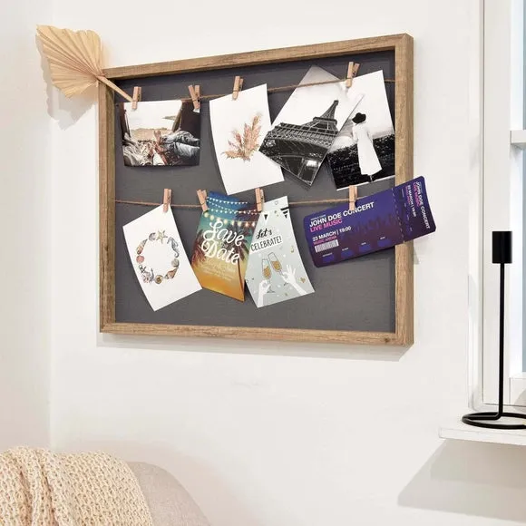8-Photo Collage Frame with Clips - Light Wood