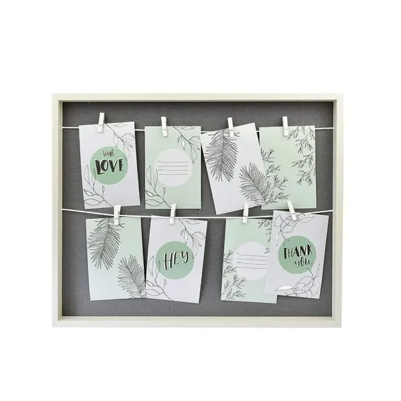 8-Photo Collage Frame with Clips - Whitewashed Wood