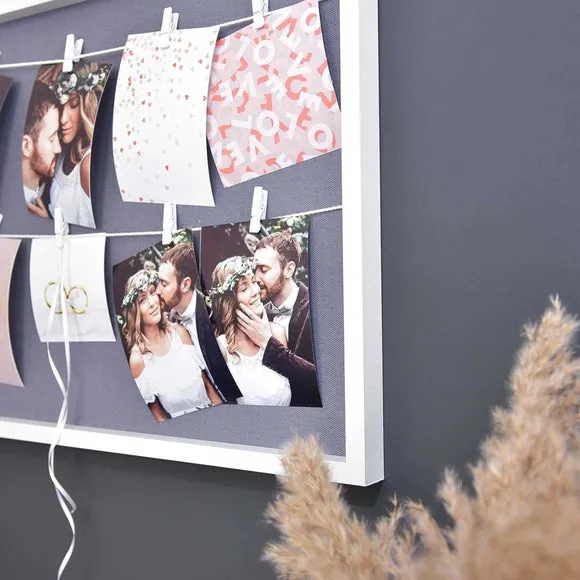 8-Photo Collage Frame with Clips - Whitewashed Wood